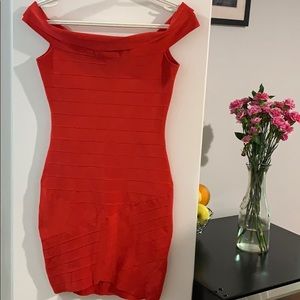 Red mini dress off shoulders